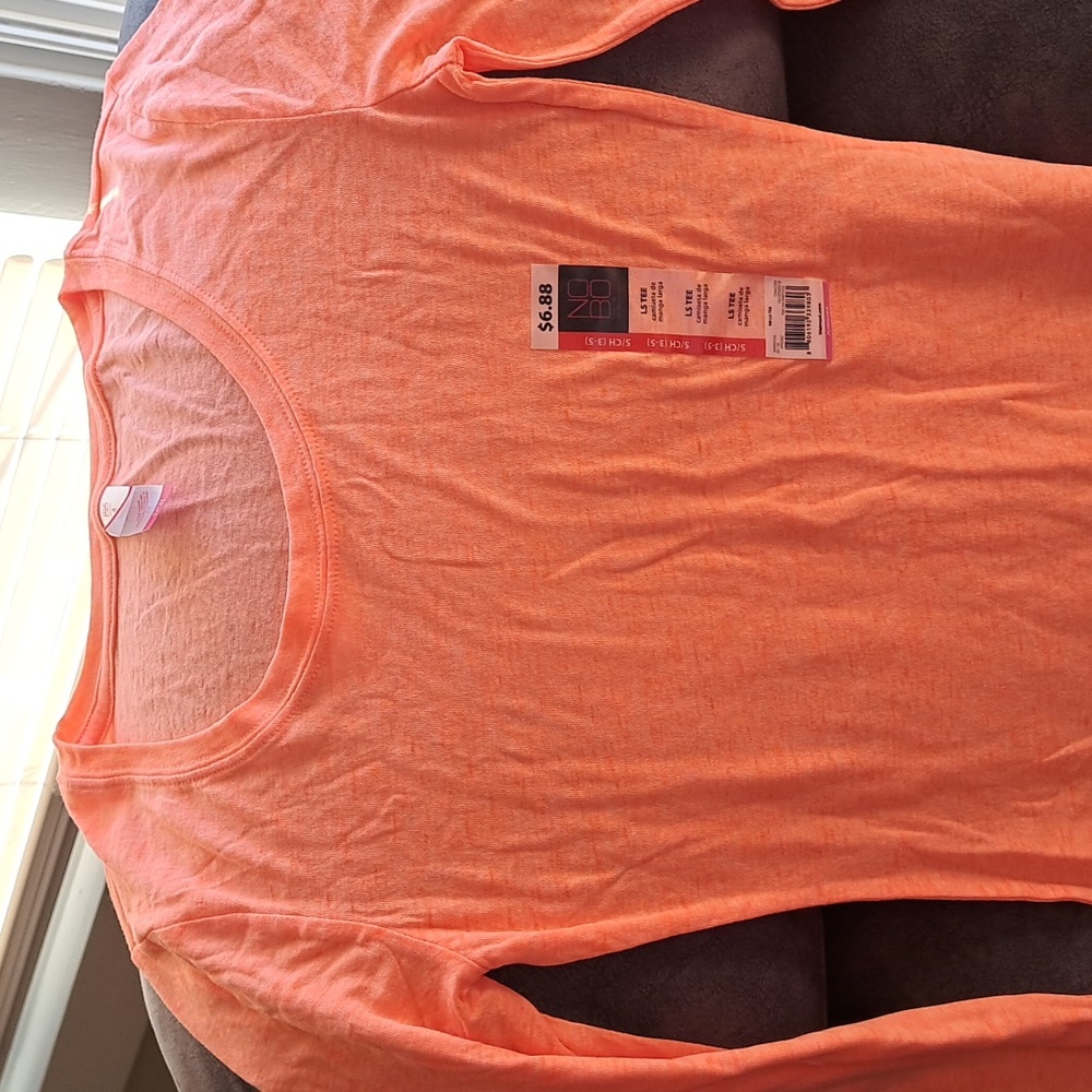 Long sleeve orange & blue T-shirt